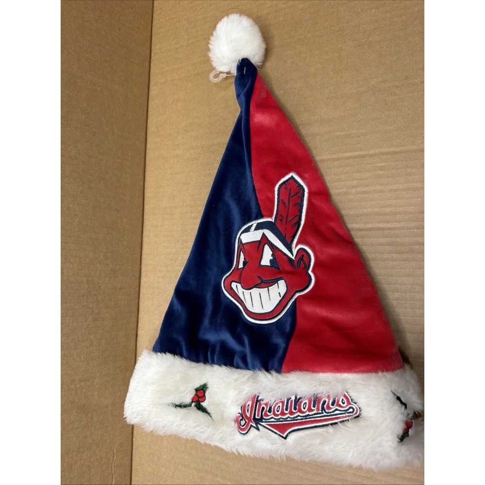 Vintage H2F Cleveland Indians Christmas Hat Cheif Wahoo- Hang Tag Still Attached